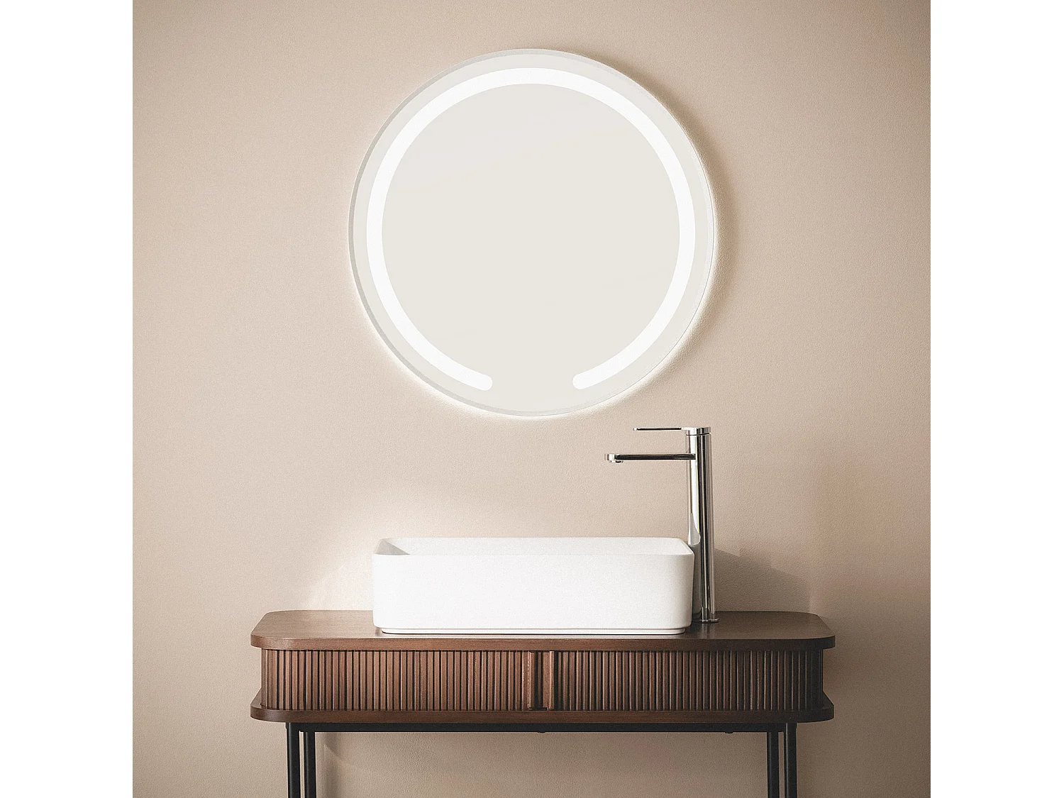 Miroir Salle de Bain avec Éclairage LED Anti-buée Ø60 cm Nour Sélectionnable (chaud-neutre-froid)