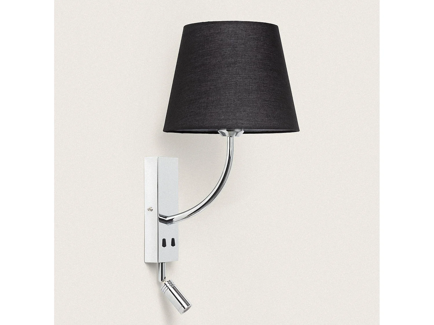 Lampada da Parete con Luce da Lettura 2.5W Metal Silver-Teylo Conne M Nero