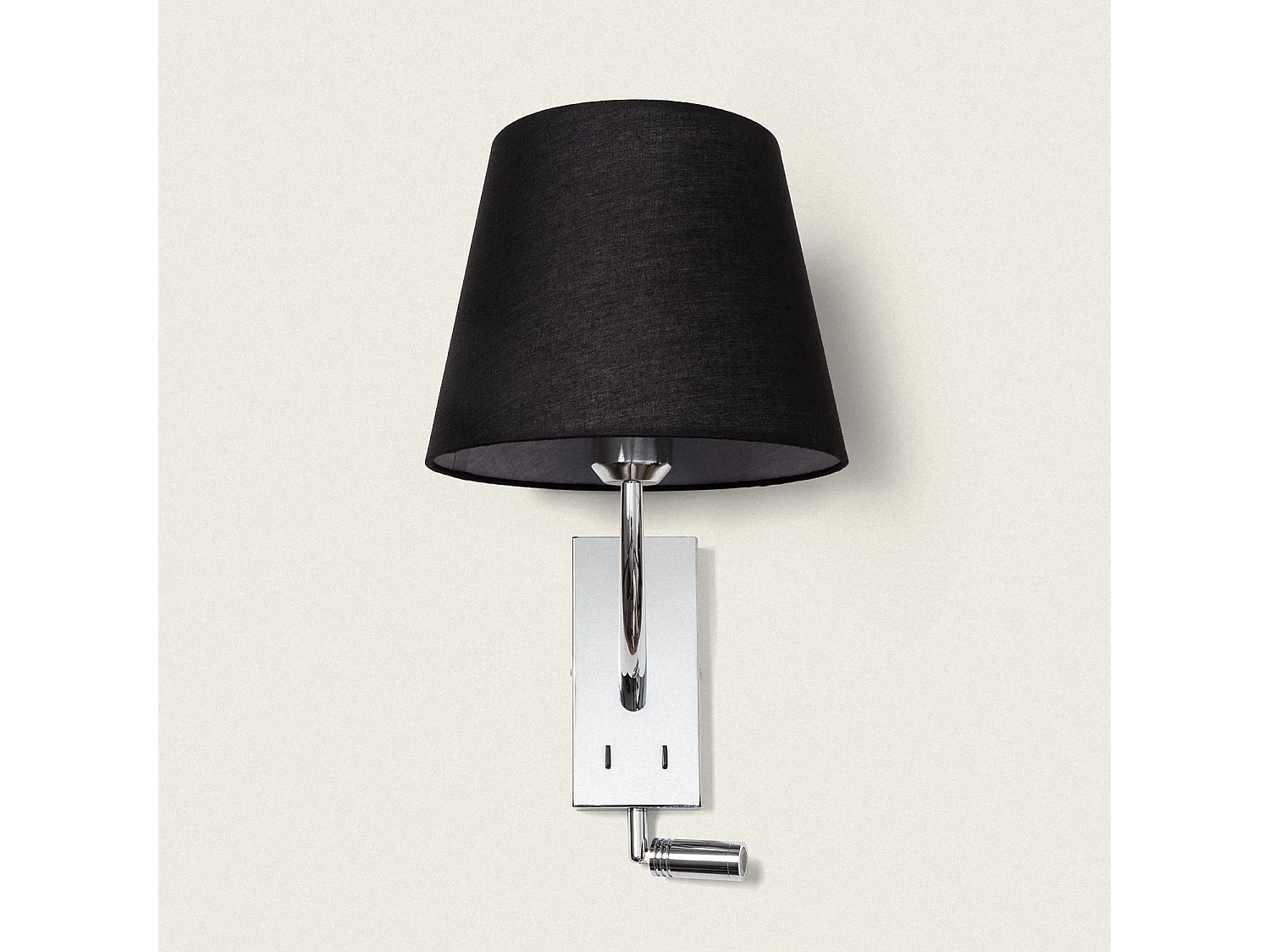 Lampada da Parete con Luce da Lettura 2.5W Metal Silver-Teylo Conne M Nero