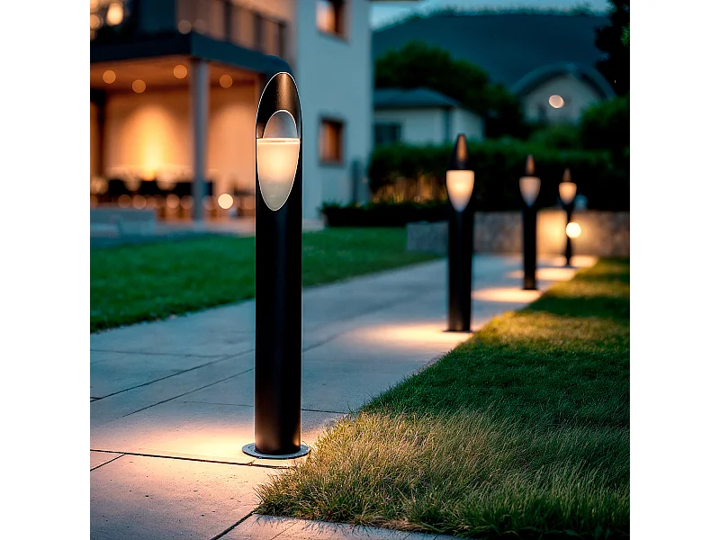 Baliza de Pie Exterior Aluminio 60cm Oblong Negro