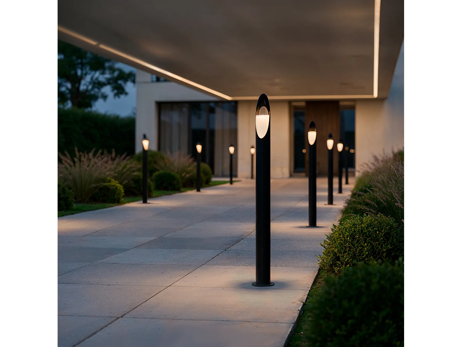 Balise sur Pied Extérieure Aluminium 80cm Oblong Noir