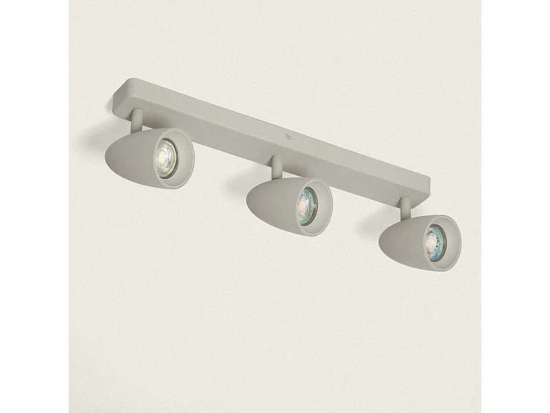 Applique Alluminio Rettangolare Adrien 3 Faretti Grigio Pietra