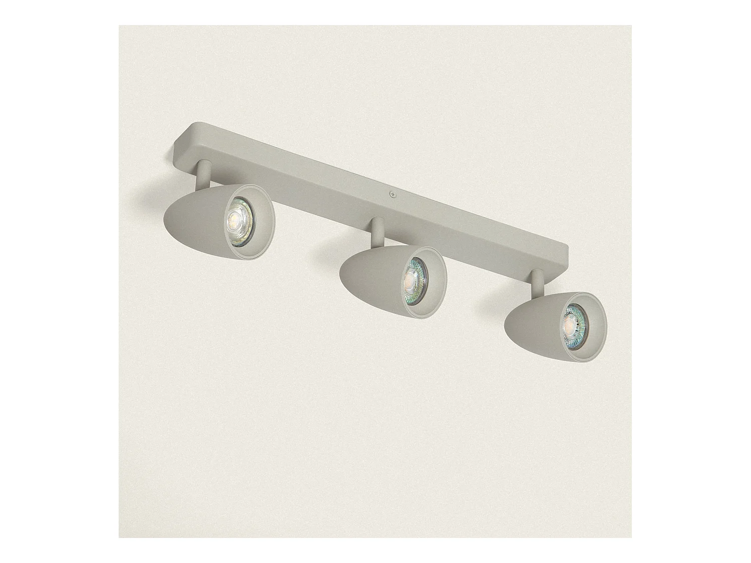 Applique Alluminio Rettangolare Adrien 3 Faretti Grigio Pietra