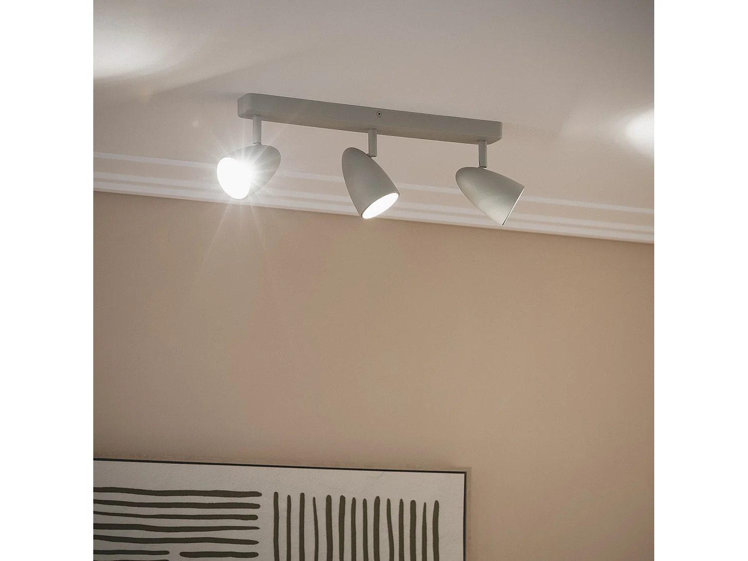 Applique Aluminium Rectangulaire Adrien 3 Spots Gris Pierre