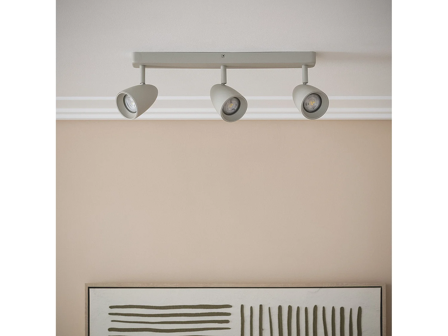 Applique Aluminium Rectangulaire Adrien 3 Spots Gris Pierre