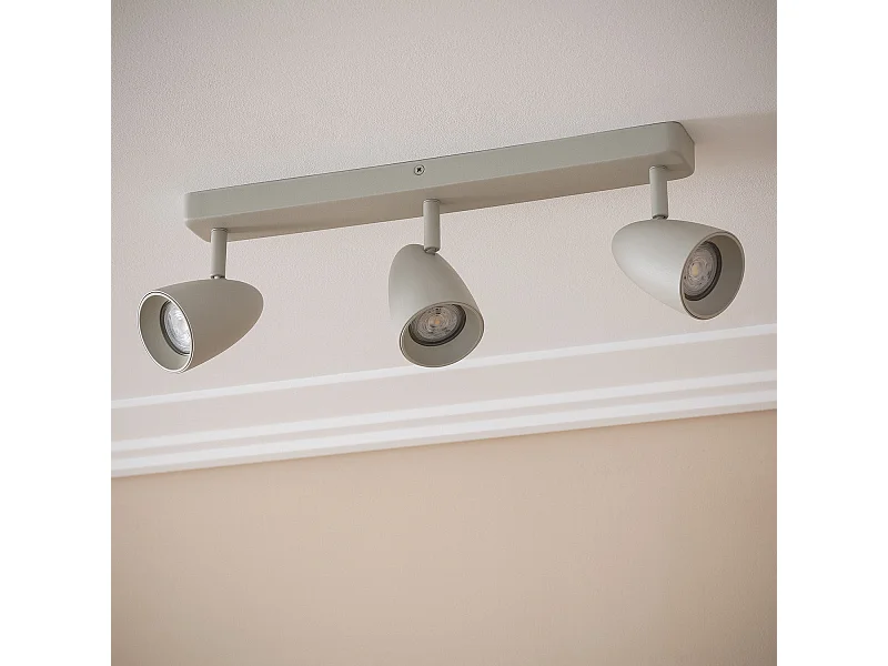 Applique Aluminium Rectangulaire Adrien 3 Spots Gris Pierre