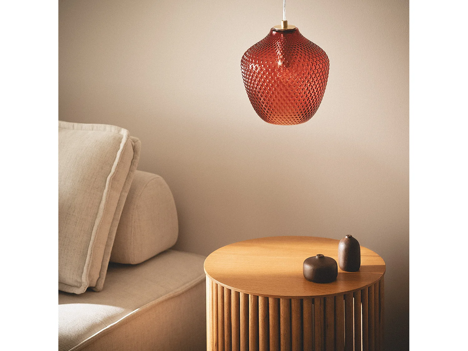 Suspension Métal et Verre Oradea Rouge