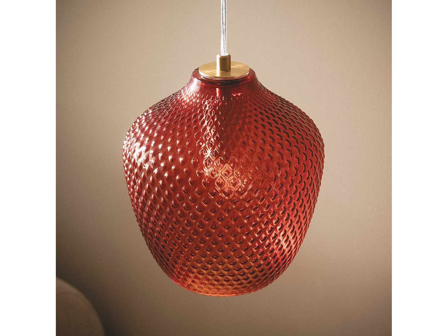 Suspension Métal et Verre Oradea Rouge