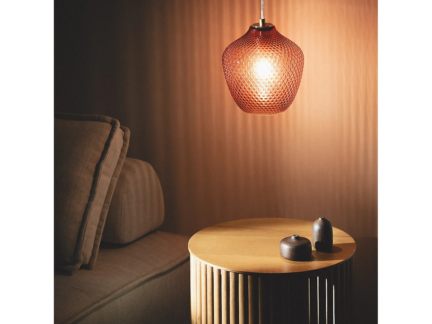 Suspension Métal et Verre Oradea Rouge