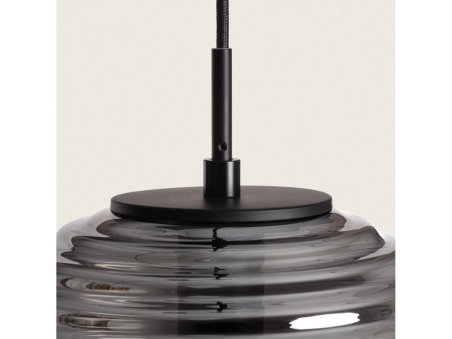 Lámpara Colgante Metal y Cristal Ailen Gris Humo