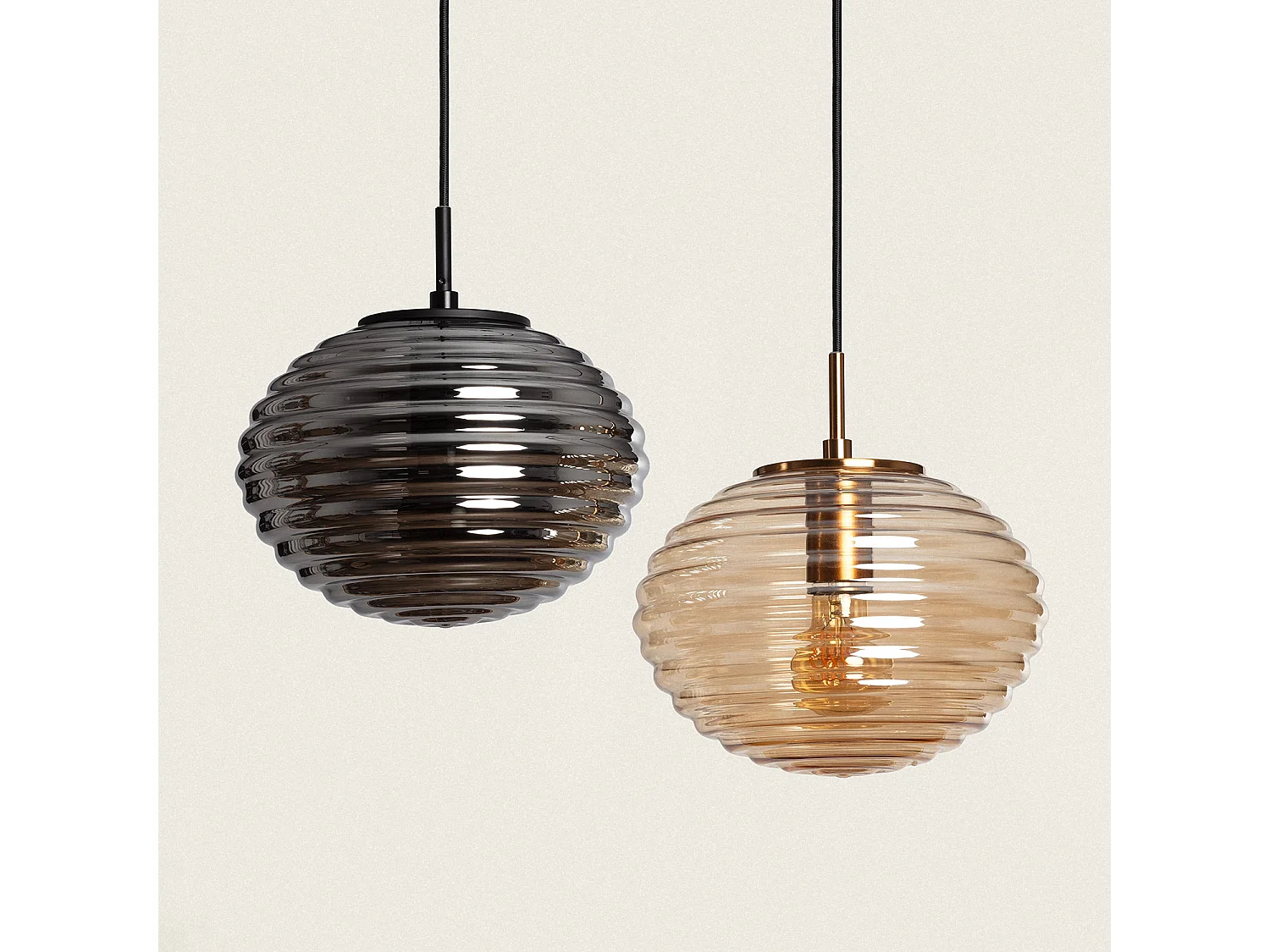 Suspension Métal et Verre Ailen Gris Fumée