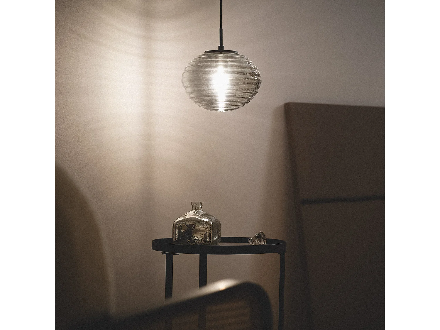 Suspension Métal et Verre Ailen Gris Fumée