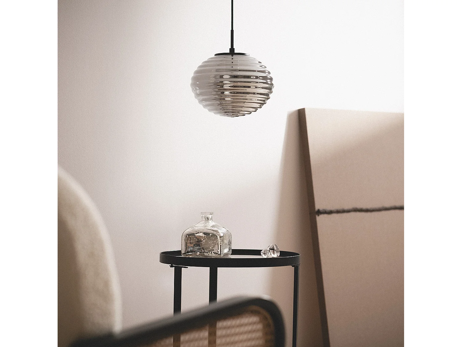 Suspension Métal et Verre Ailen Gris Fumée