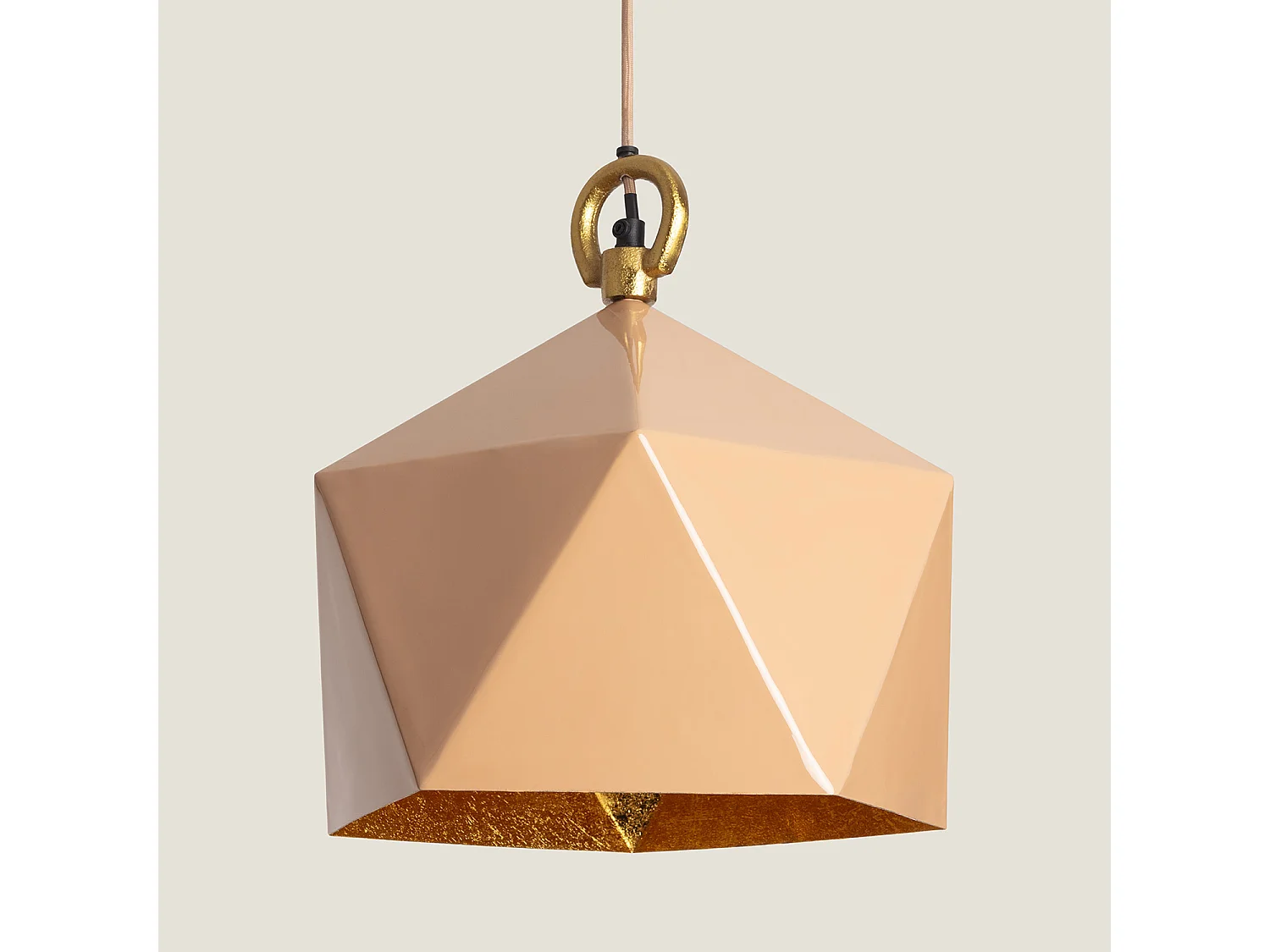Lampada a Sospensione Metallo Gold Elia Beige