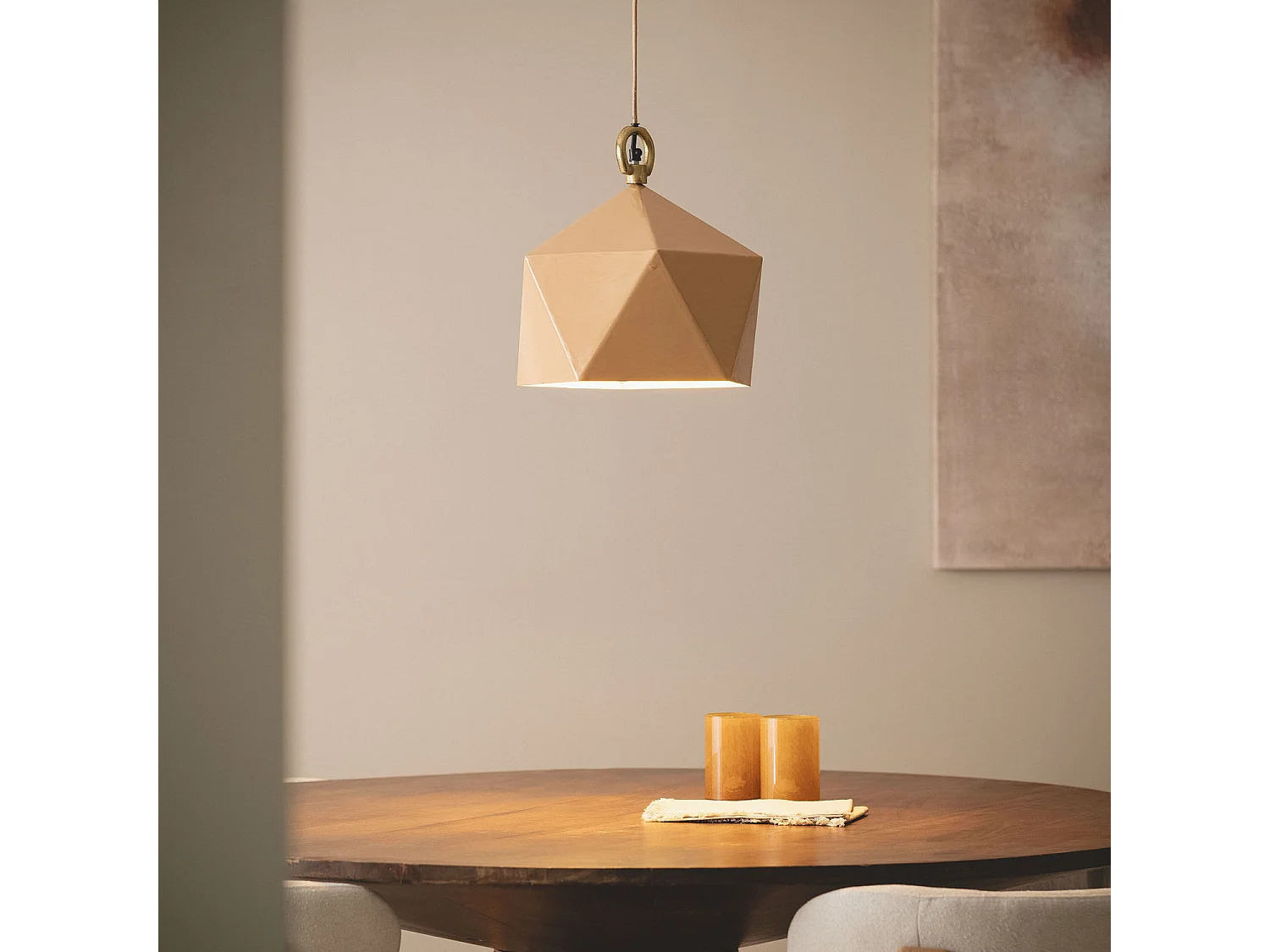 Lampada a Sospensione Metallo Gold Elia Beige