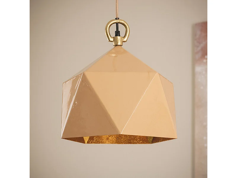 Lampada a Sospensione Metallo Gold Elia Beige