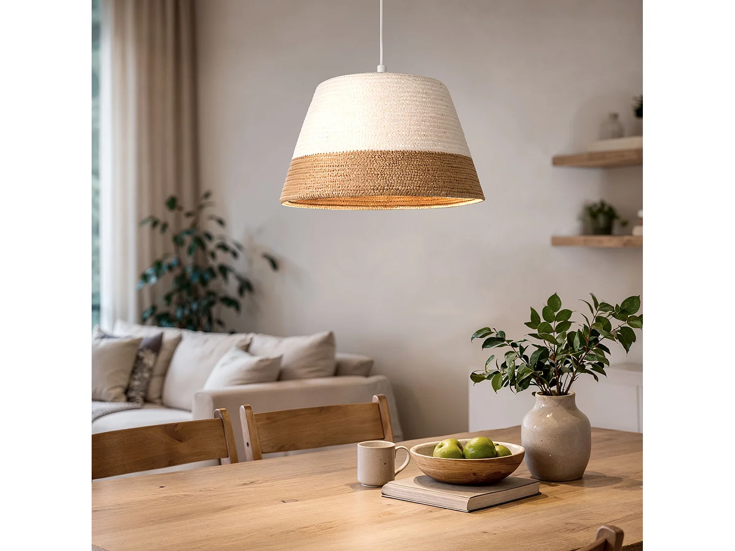 Suspension Fibres Naturelles Begonia Blanc