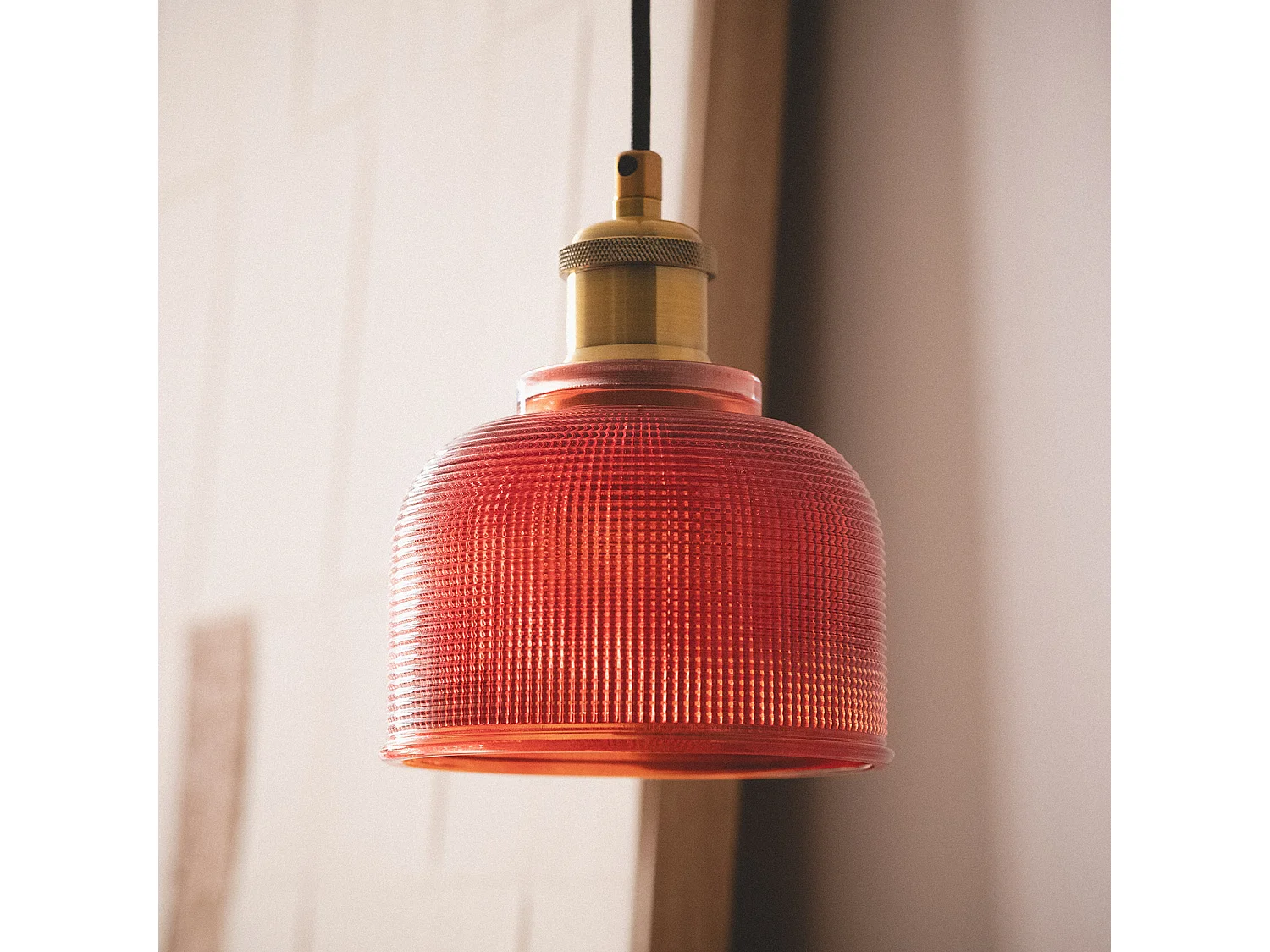 Lámpara Colgante Metal y Cristal Craiova Rojo