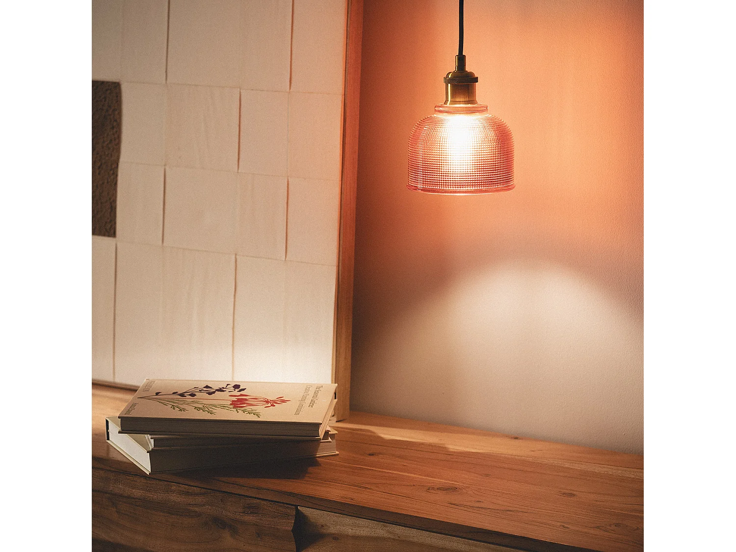 Lámpara Colgante Metal y Cristal Craiova Rojo