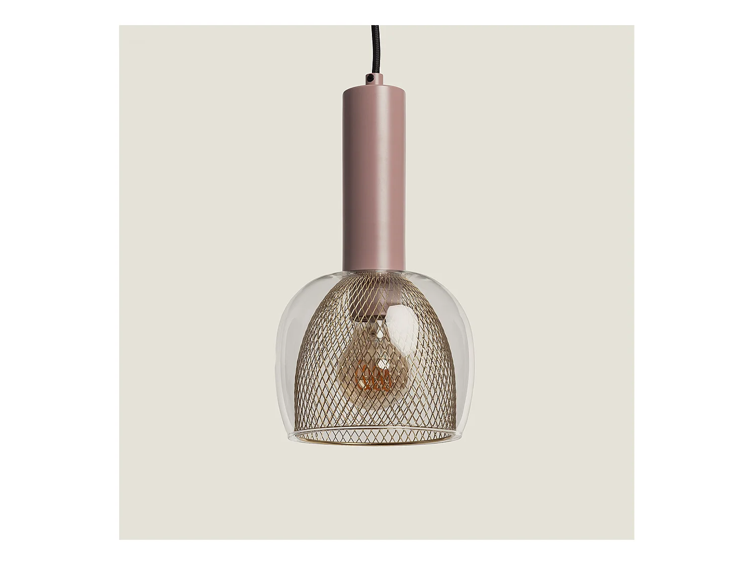 Suspension Métal et Verre Aziel Rose Poudré