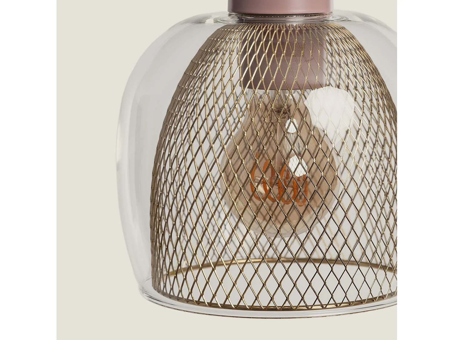 Suspension Métal et Verre Aziel Rose Poudré