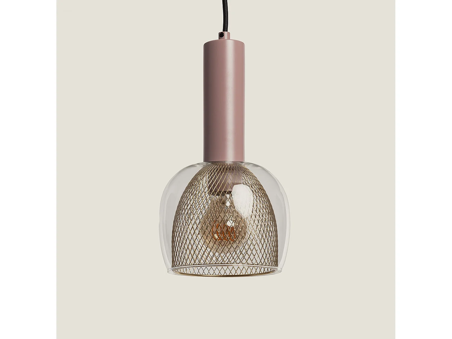 Suspension Métal et Verre Aziel Rose Poudré