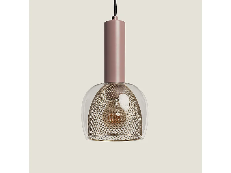 Suspension Métal et Verre Aziel Rose Poudré