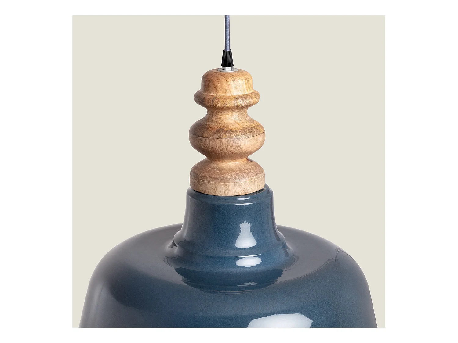 Lampada a Sospensione Legno e Metallo Bela Yash Azzurro