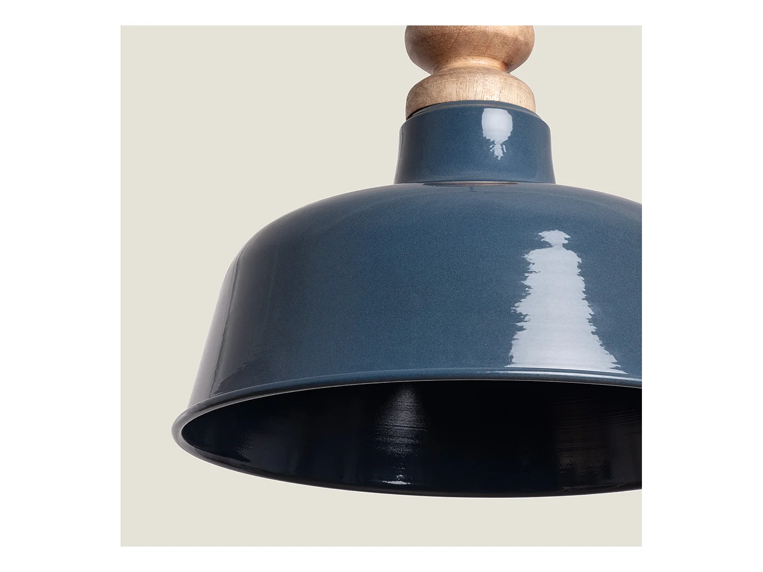 Lampada a Sospensione Legno e Metallo Bela Yash Azzurro