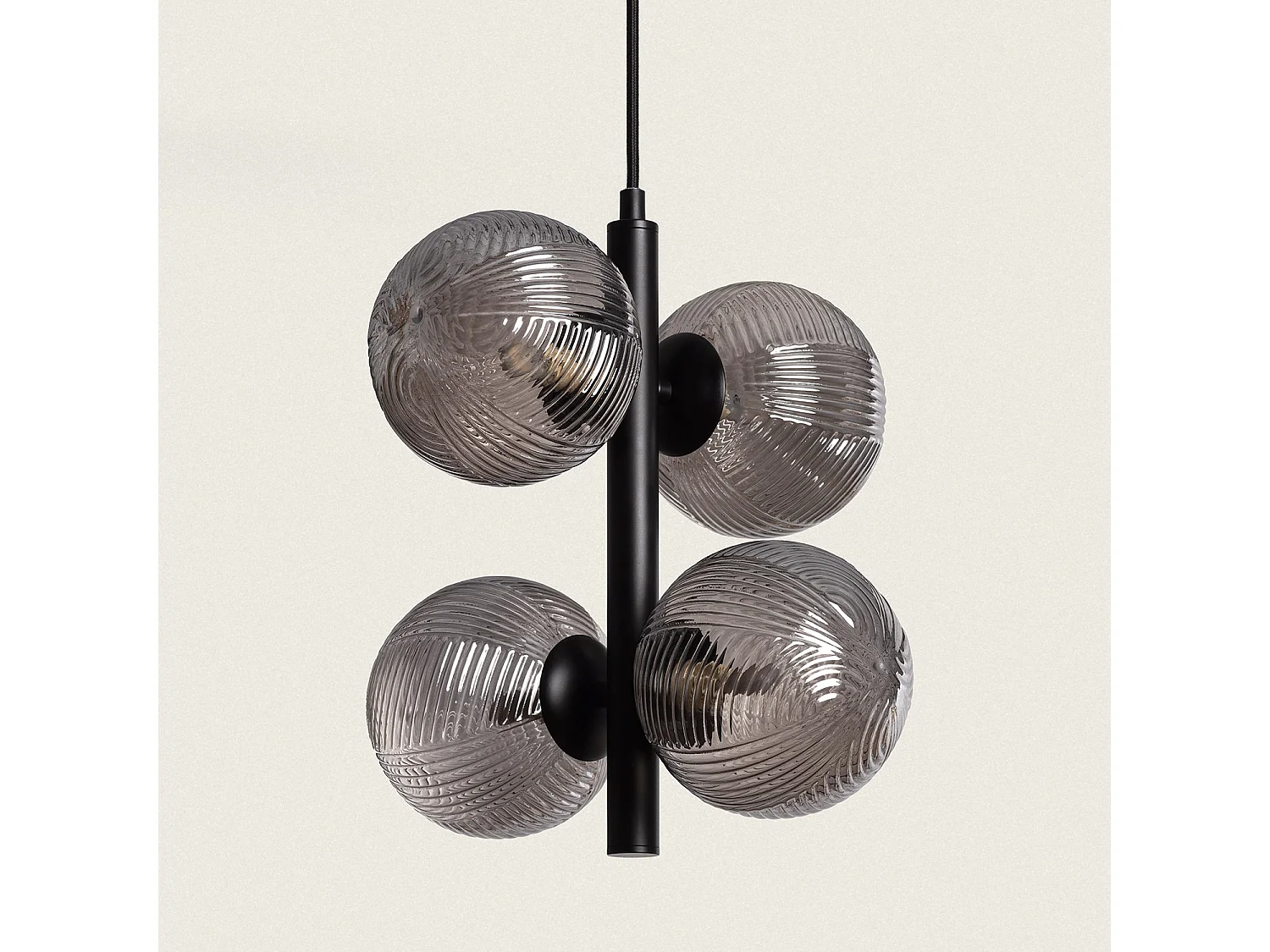 Suspension Métal et Verre Dayla Gris Fumée