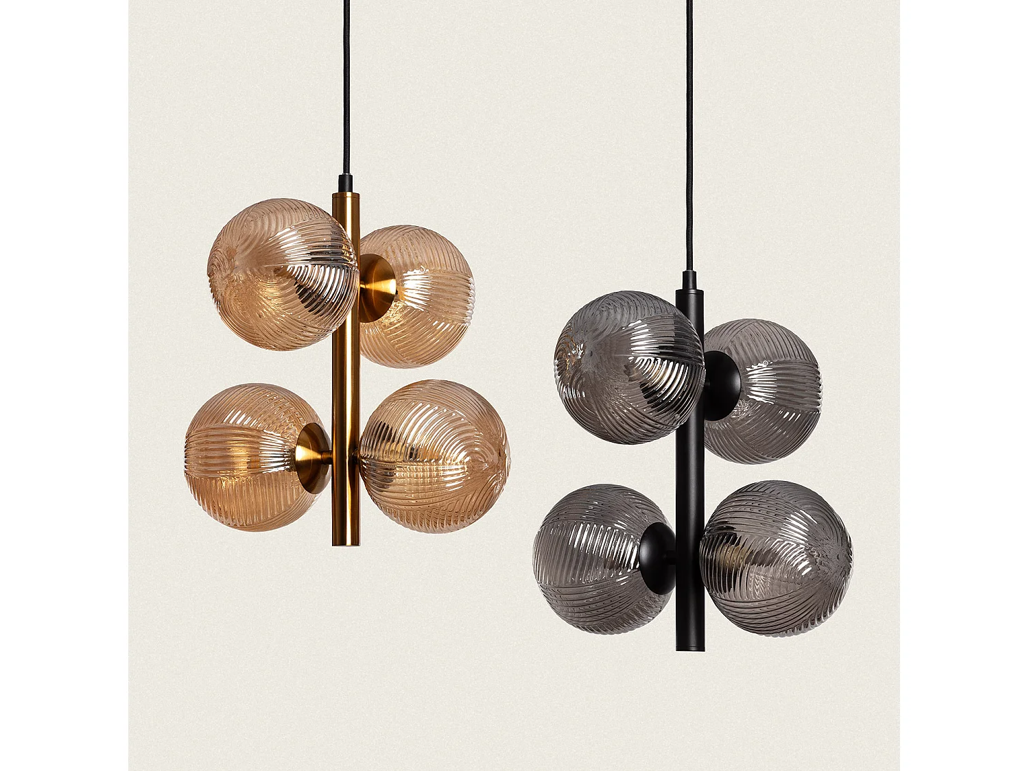 Suspension Métal et Verre Dayla Gris Fumée