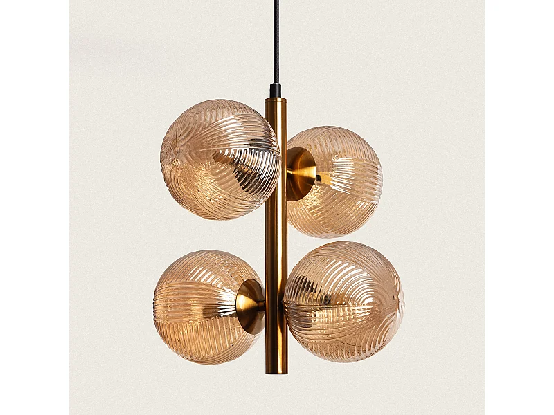 Suspension Métal et Verre Dayla Gris Fumée