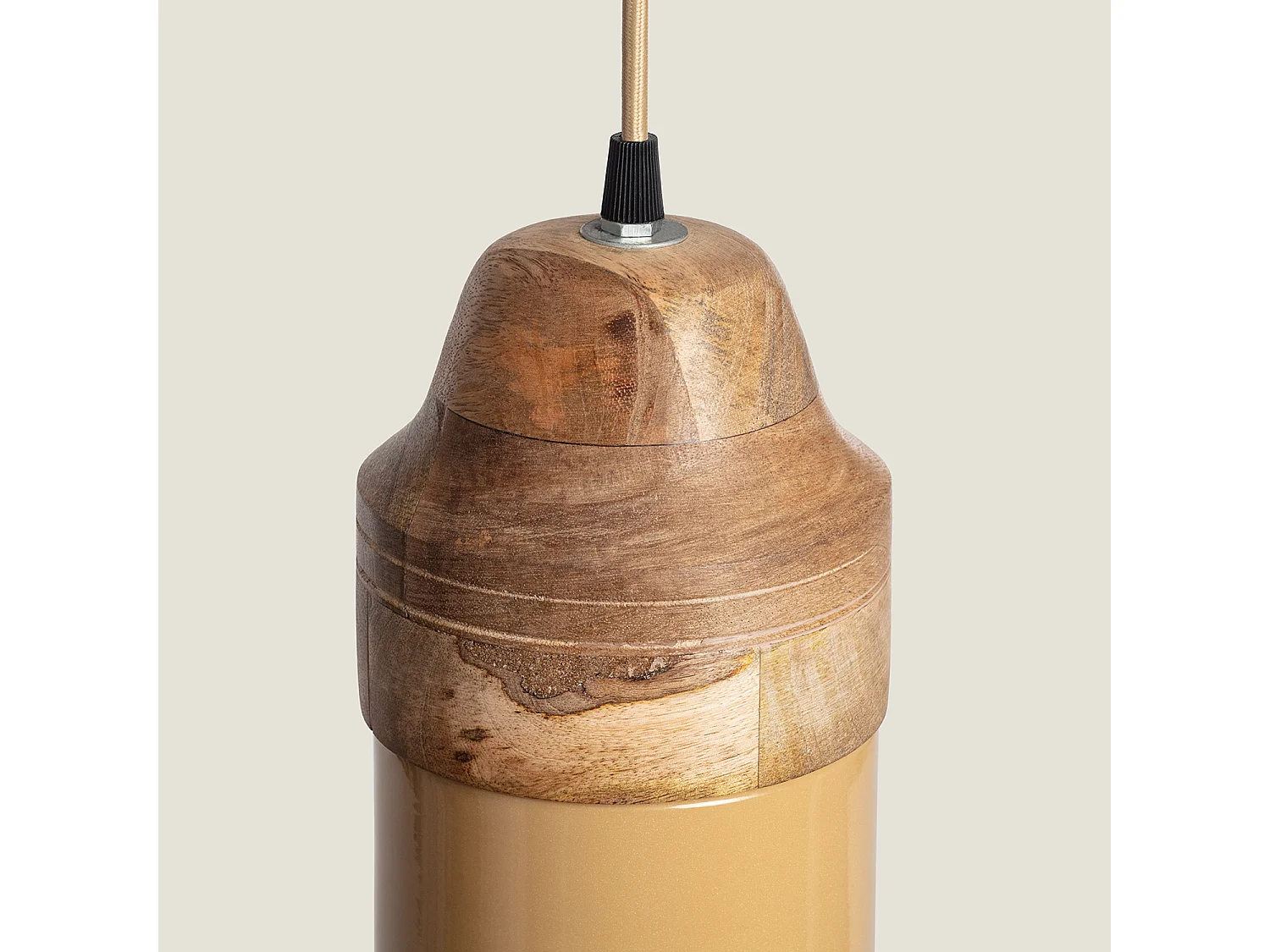 Lampada a Sospensione Legno e Metallo Ayana Yash Giallo