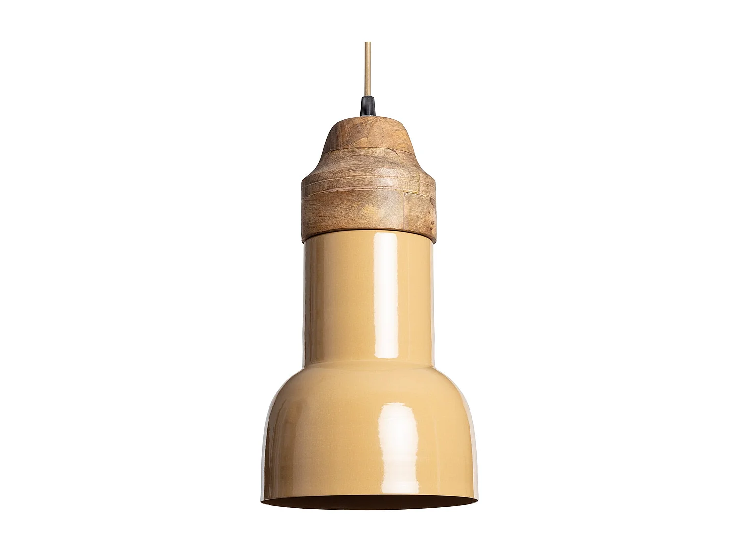 Lampada a Sospensione Legno e Metallo Ayana Yash Giallo