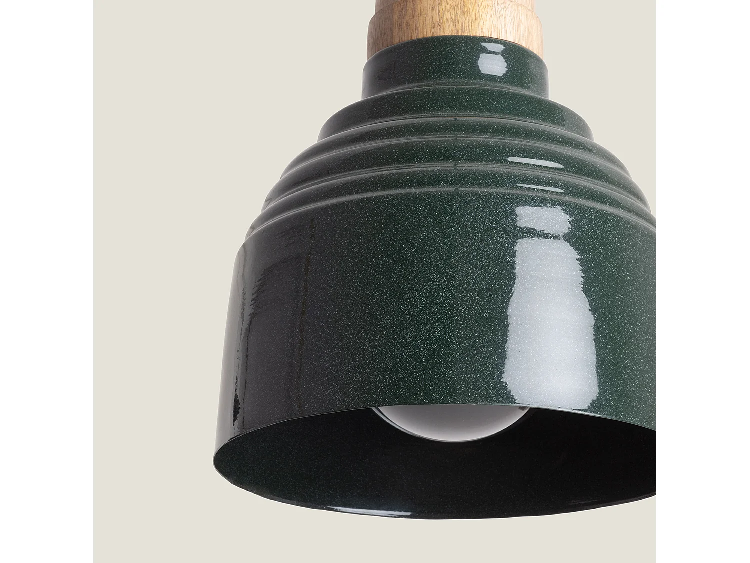 Lampada a Sospensione Legno e Metallo Arlene Yash Verde