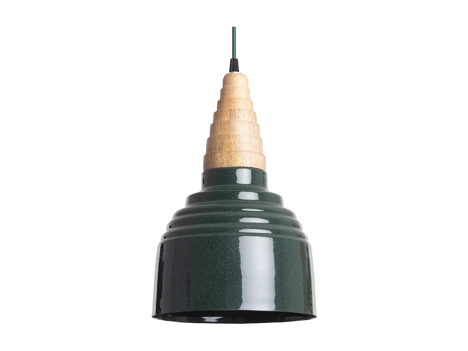 Lampada a Sospensione Legno e Metallo Arlene Yash Verde
