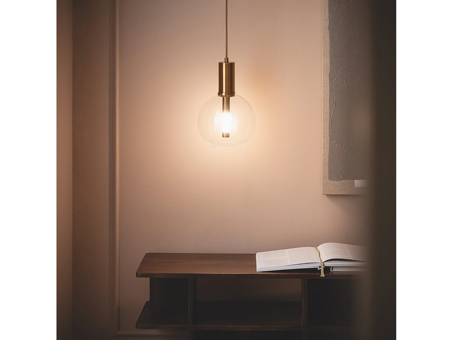 Suspension LED 5W Métal et Verre Ludvika Doré