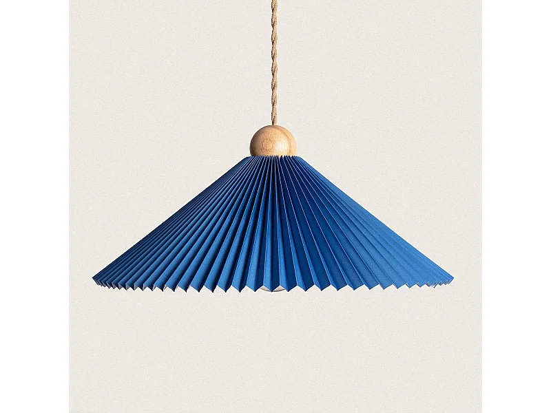 Lampada a Sospensione Legno e Tessuto Luanda Marrone