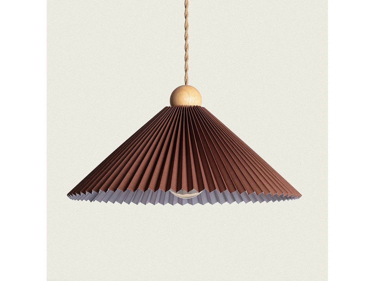 Lampada a Sospensione Legno e Tessuto Luanda Marrone