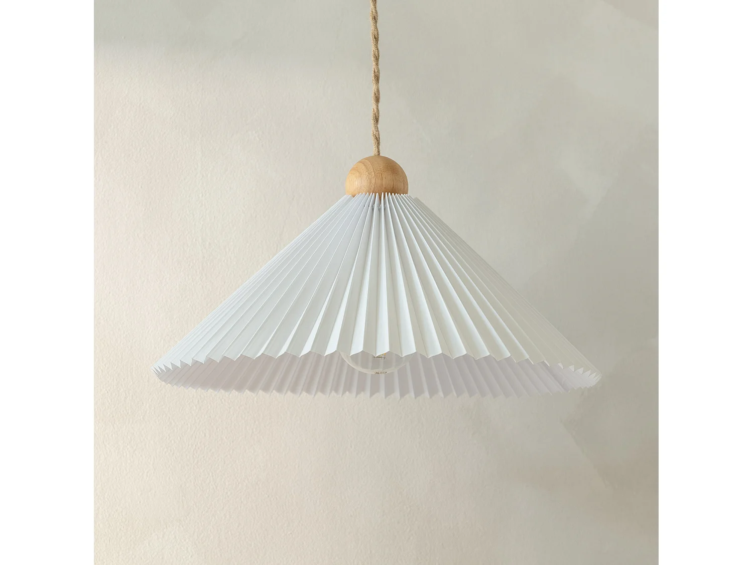 Lampada a Sospensione Legno e Tessuto Luanda Marrone