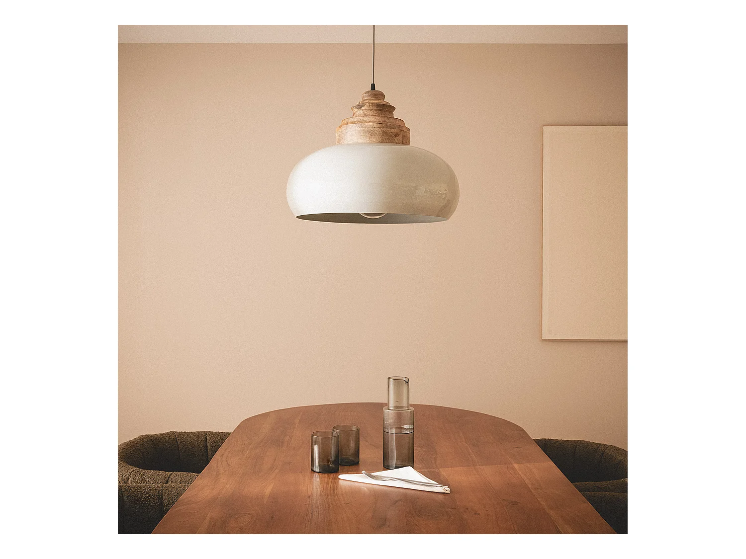 Suspension Bois et Métal Batia Yash Gris