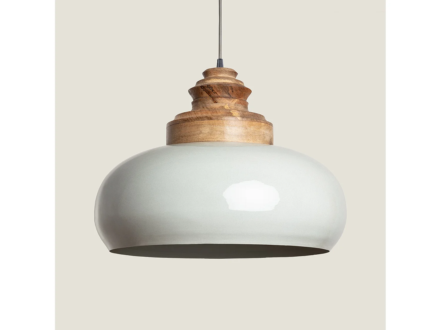 Suspension Bois et Métal Batia Yash Gris