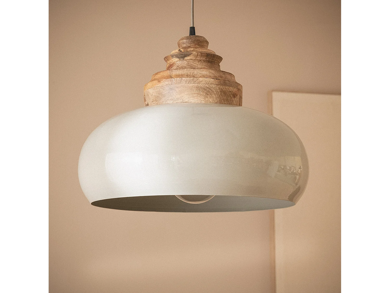 Suspension Bois et Métal Batia Yash Gris