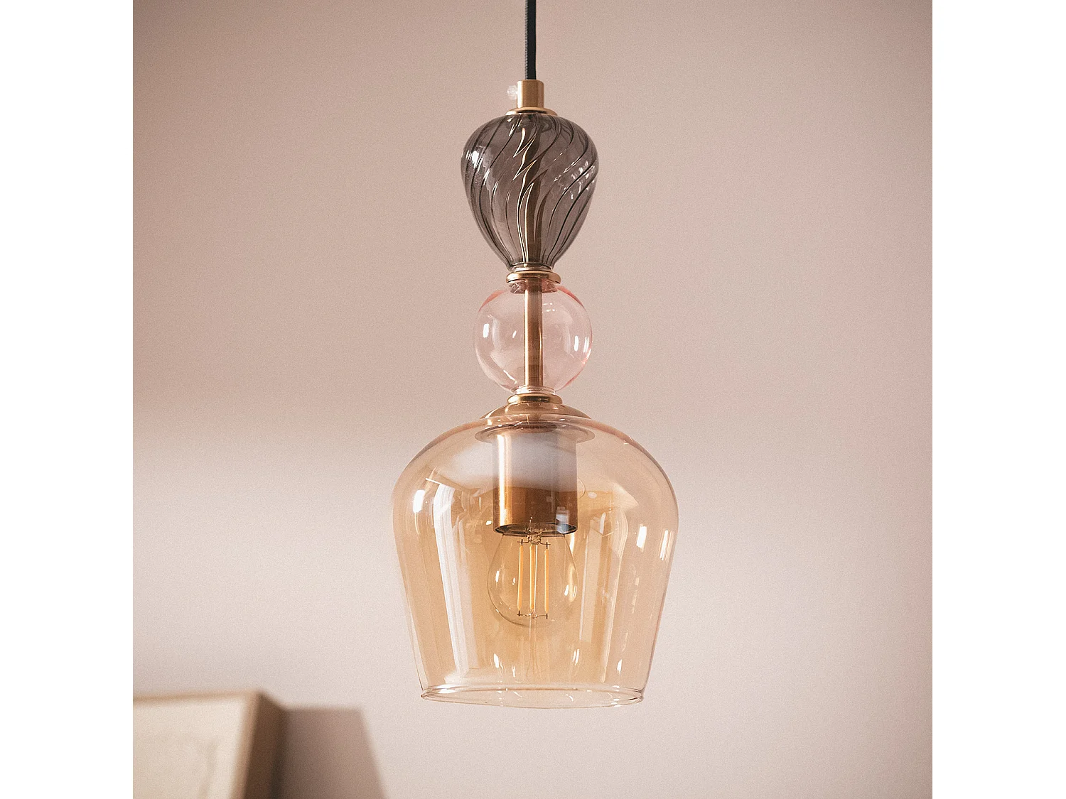 Lampada a Sospensione Metallo e Vetro Cailin Multicolore