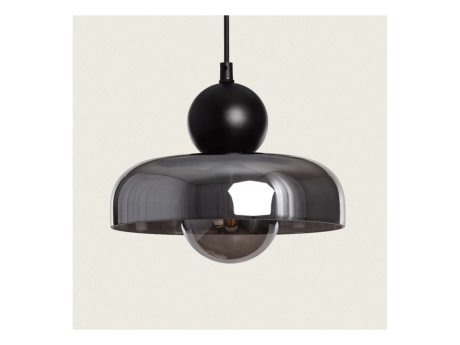 Lampada a Sospensione Metallo e Vetro Carlize Grigio Smoke