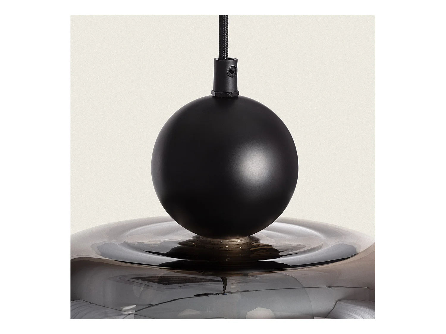 Lampada a Sospensione Metallo e Vetro Carlize Grigio Smoke