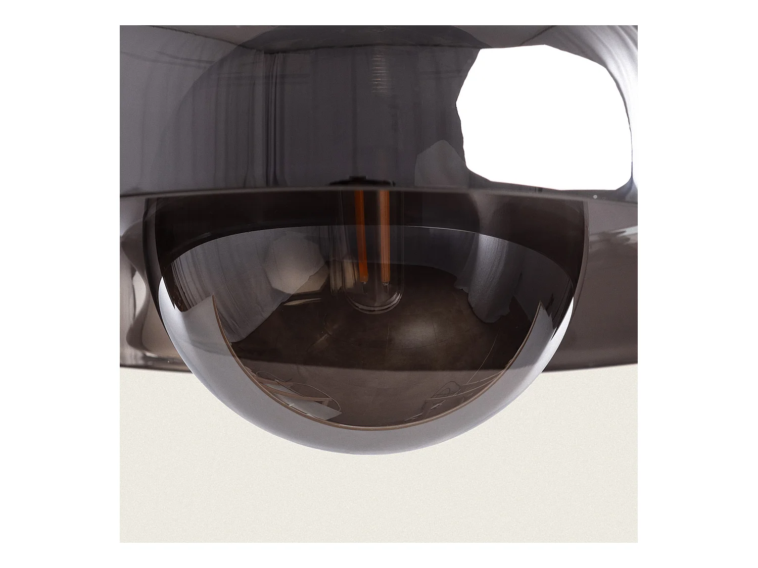 Lampada a Sospensione Metallo e Vetro Carlize Grigio Smoke