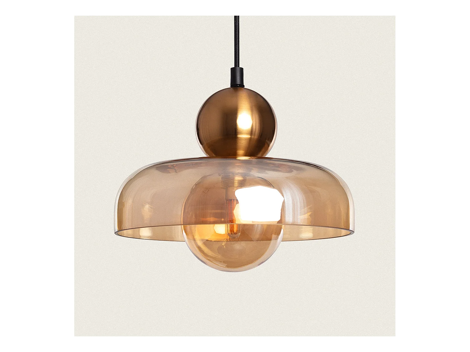 Suspension Métal et Verre Cailin Gris Fumée
