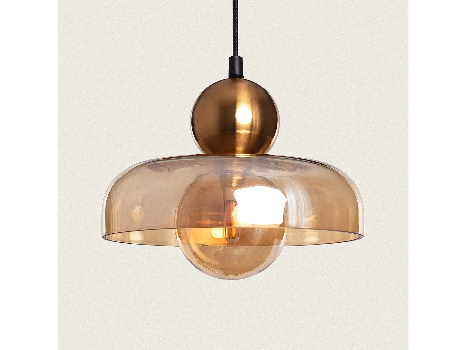 Suspension Métal et Verre Carlize Gris Fumée