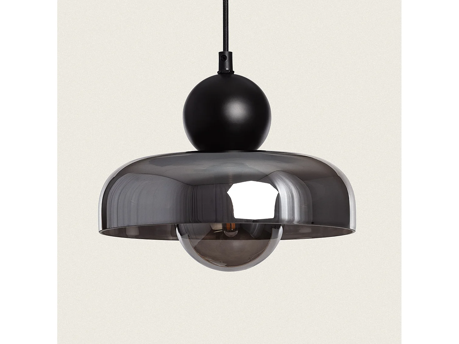 Suspension Métal et Verre Carlize Gris Fumée